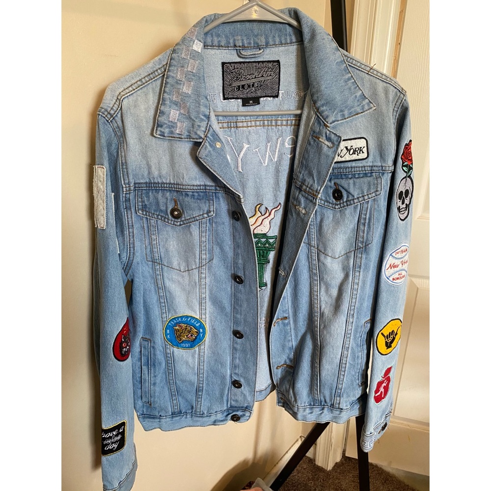 Brooklyn Cloth Patched Jean Jacket. Size M. Never worn, no tags.